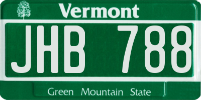 VT license plate JHB788