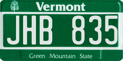 VT license plate JHB835