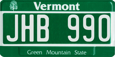 VT license plate JHB990