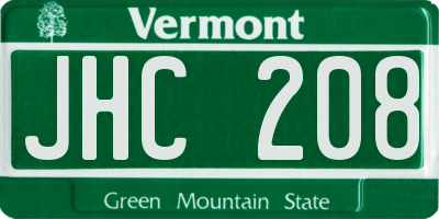 VT license plate JHC208