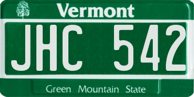 VT license plate JHC542