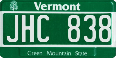 VT license plate JHC838