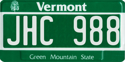 VT license plate JHC988