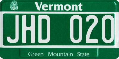 VT license plate JHD020