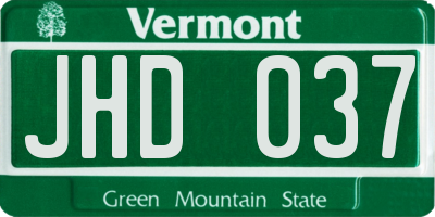 VT license plate JHD037