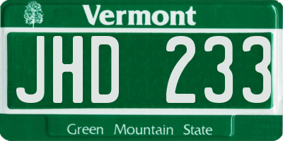 VT license plate JHD233