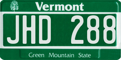 VT license plate JHD288