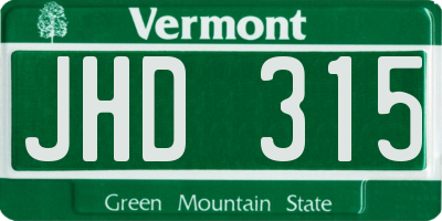 VT license plate JHD315