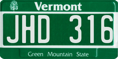 VT license plate JHD316