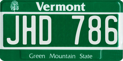 VT license plate JHD786