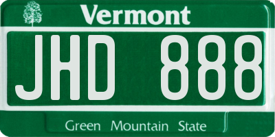 VT license plate JHD888