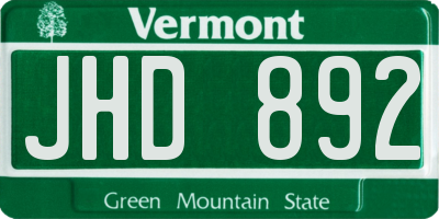 VT license plate JHD892