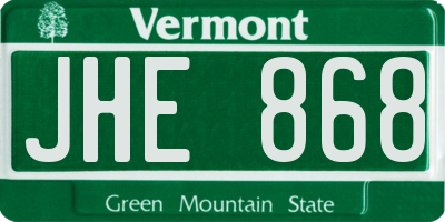 VT license plate JHE868