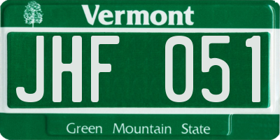 VT license plate JHF051