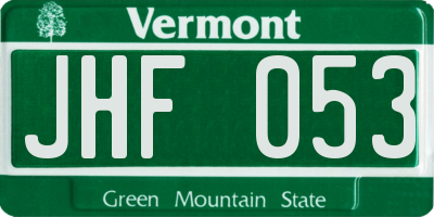 VT license plate JHF053