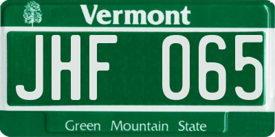 VT license plate JHF065
