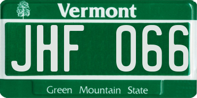 VT license plate JHF066