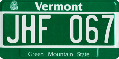 VT license plate JHF067