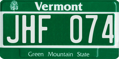 VT license plate JHF074