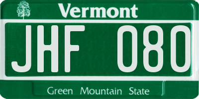 VT license plate JHF080