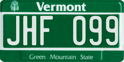VT license plate JHF099