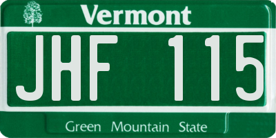 VT license plate JHF115
