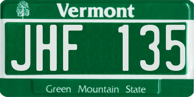 VT license plate JHF135