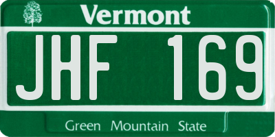 VT license plate JHF169