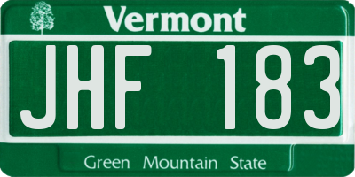 VT license plate JHF183