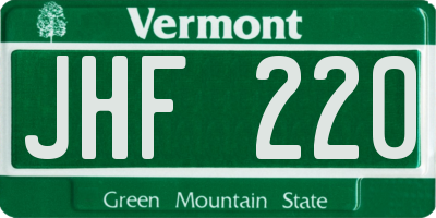 VT license plate JHF220