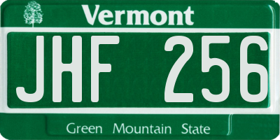VT license plate JHF256