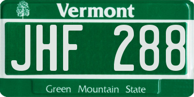VT license plate JHF288