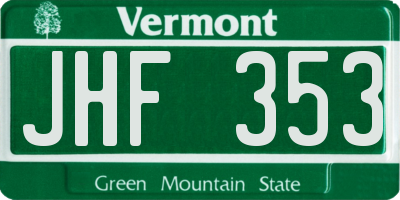 VT license plate JHF353