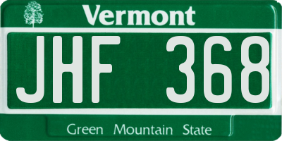 VT license plate JHF368