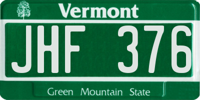 VT license plate JHF376