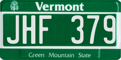 VT license plate JHF379