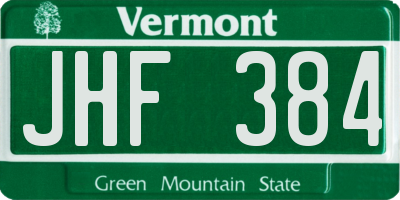 VT license plate JHF384