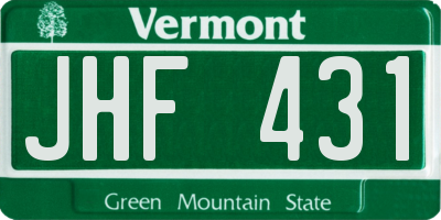 VT license plate JHF431