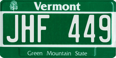 VT license plate JHF449