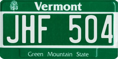 VT license plate JHF504