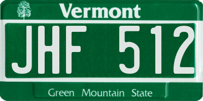 VT license plate JHF512