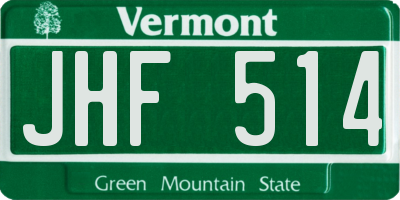 VT license plate JHF514