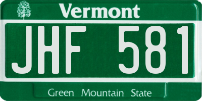 VT license plate JHF581