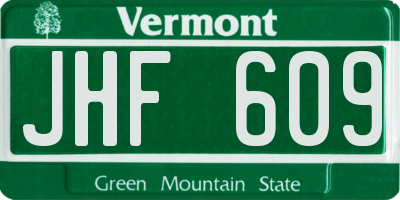VT license plate JHF609