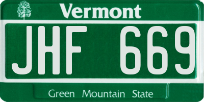 VT license plate JHF669