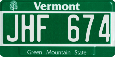 VT license plate JHF674