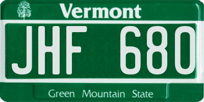 VT license plate JHF680