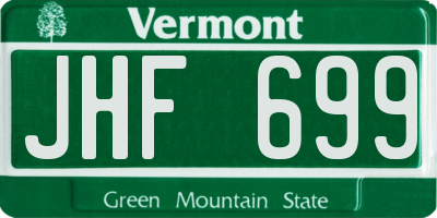 VT license plate JHF699