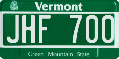 VT license plate JHF700