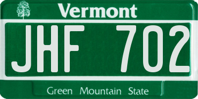 VT license plate JHF702
